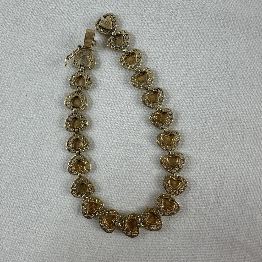 14k Vtg Beverly Hills Gold Heart Link 7" Tennis Bracelet 6 grams Repair / Scrap - Picture 5 of 8